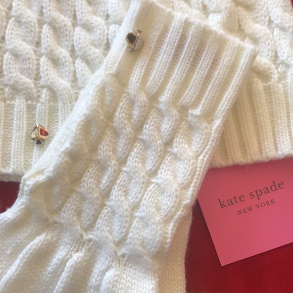 Brand New Kate Spade Cable Beanie Hat & Gloves Set Cream main image 4